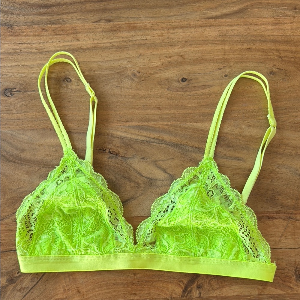 PINK VICTORIA SECRET, Lace Bralette in Neon Green